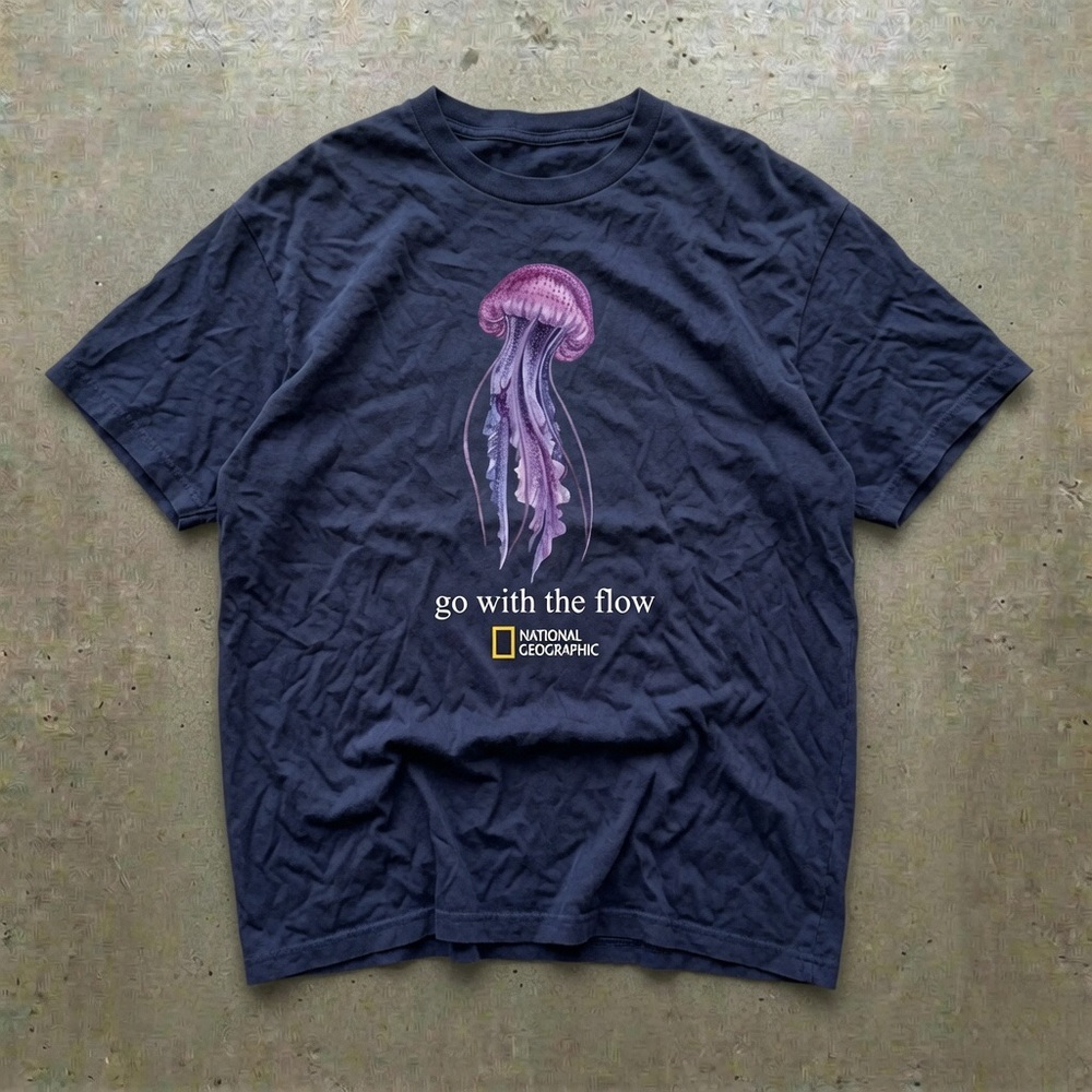 National Geographic Navy Tee with Pink-Purple Jellyfish Graphic